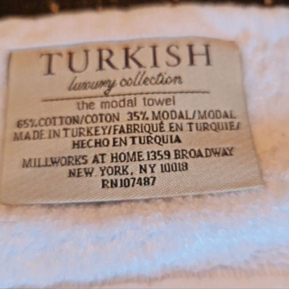 Washcloths White Turkish Luxury Collection 65% Cotton 35% Modal Like New Set/3 - Picture 5 of 6